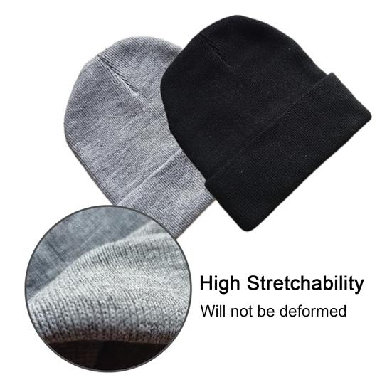 2 шт. Зимняя шапка унисекс, 2 цвета, без полей, однотонный купол, высокая эластичность, ветрозащитная, теплая, вязаная шапка, головной убор для путешествий на открытом воздухе