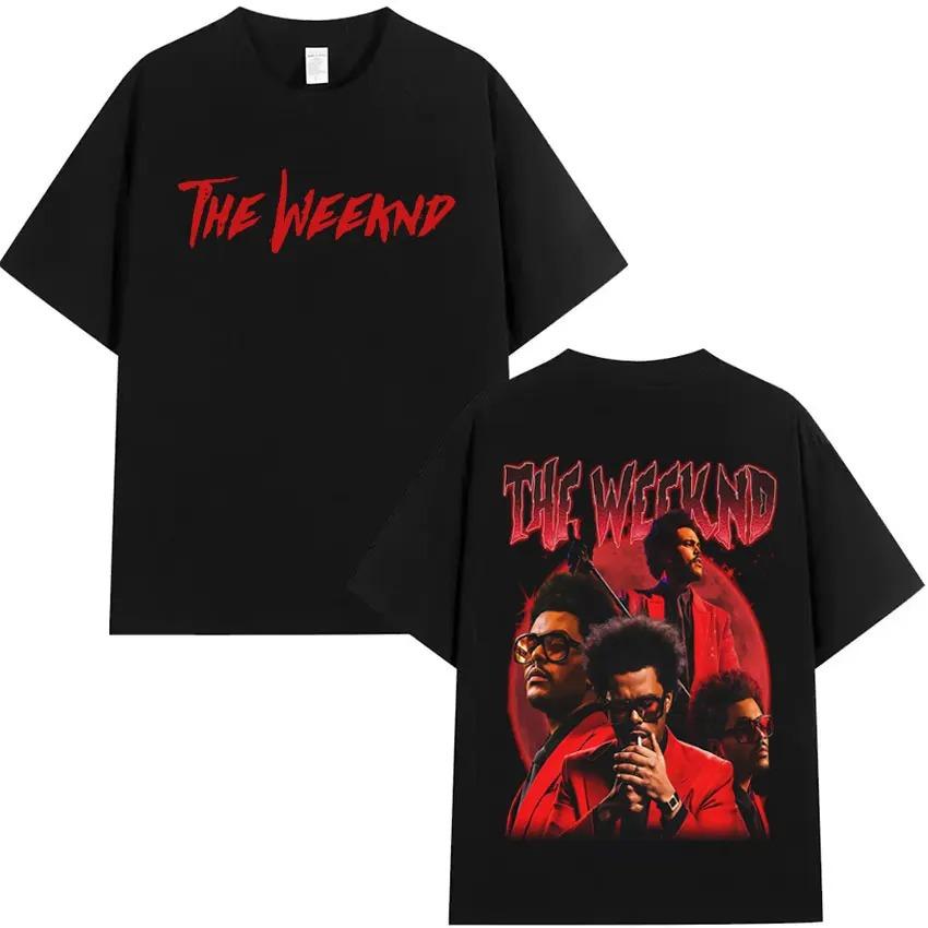 Famous Singer The Weeknd DoubleSided Print Mens TShirt Cotton Short Sleeve Loose Comfortable Fashion Women And Men TShirt