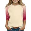 Printed Tops For Youth Girls 4-16 Years Round Neck 3/4 Sleeves T-Shirts Trendy Tops Outfit Tees
