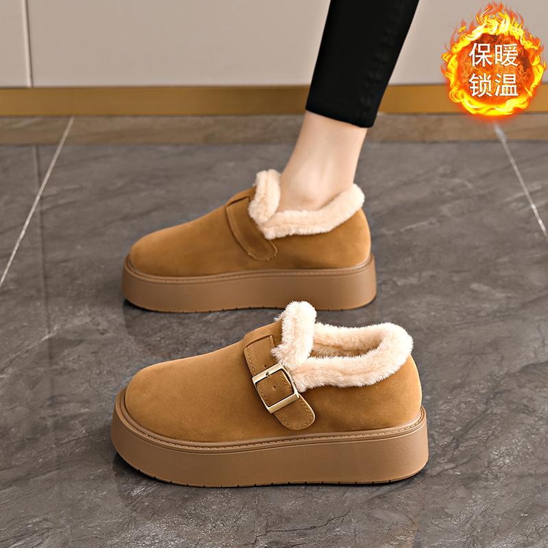 Зимние теплые Birkenstock на толстой подошве, из бархата, Doudou, хлопковые ботинки, сноубутсы