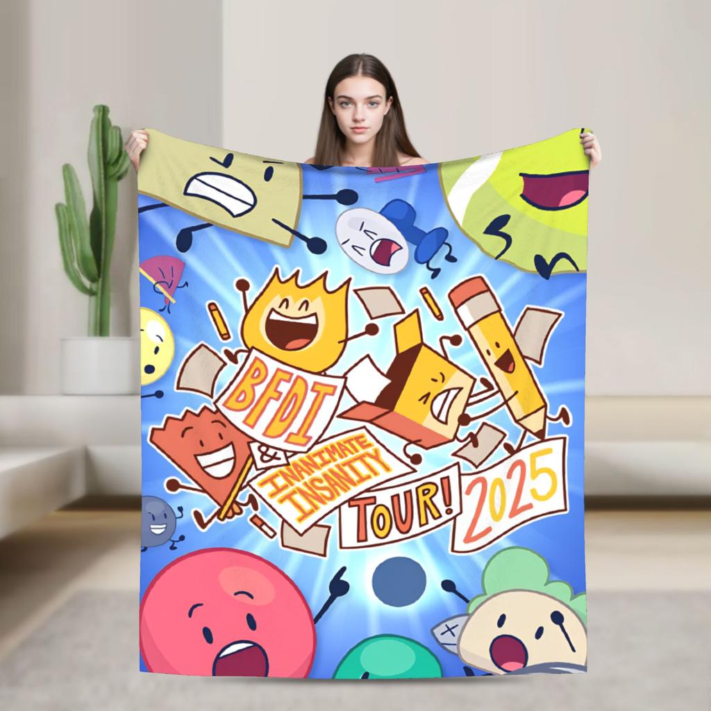 Super Soft Blanket Camping BFDI All Characters Throw Blanket BFDI Flannel Bedspread For Bedroom Pattern Sofa Bed Cover