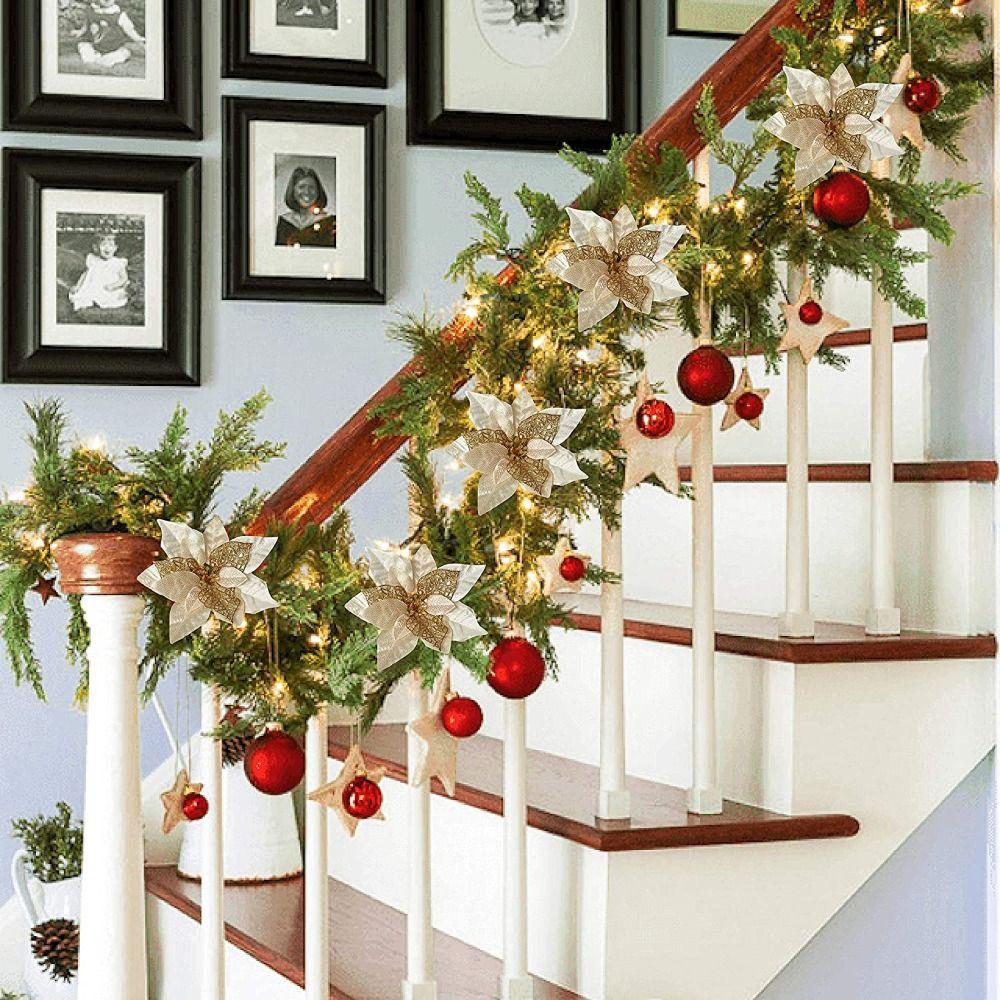 Большой цветок рождественская пуансеттия блестящий цветок 15 см елочные украшения новый год