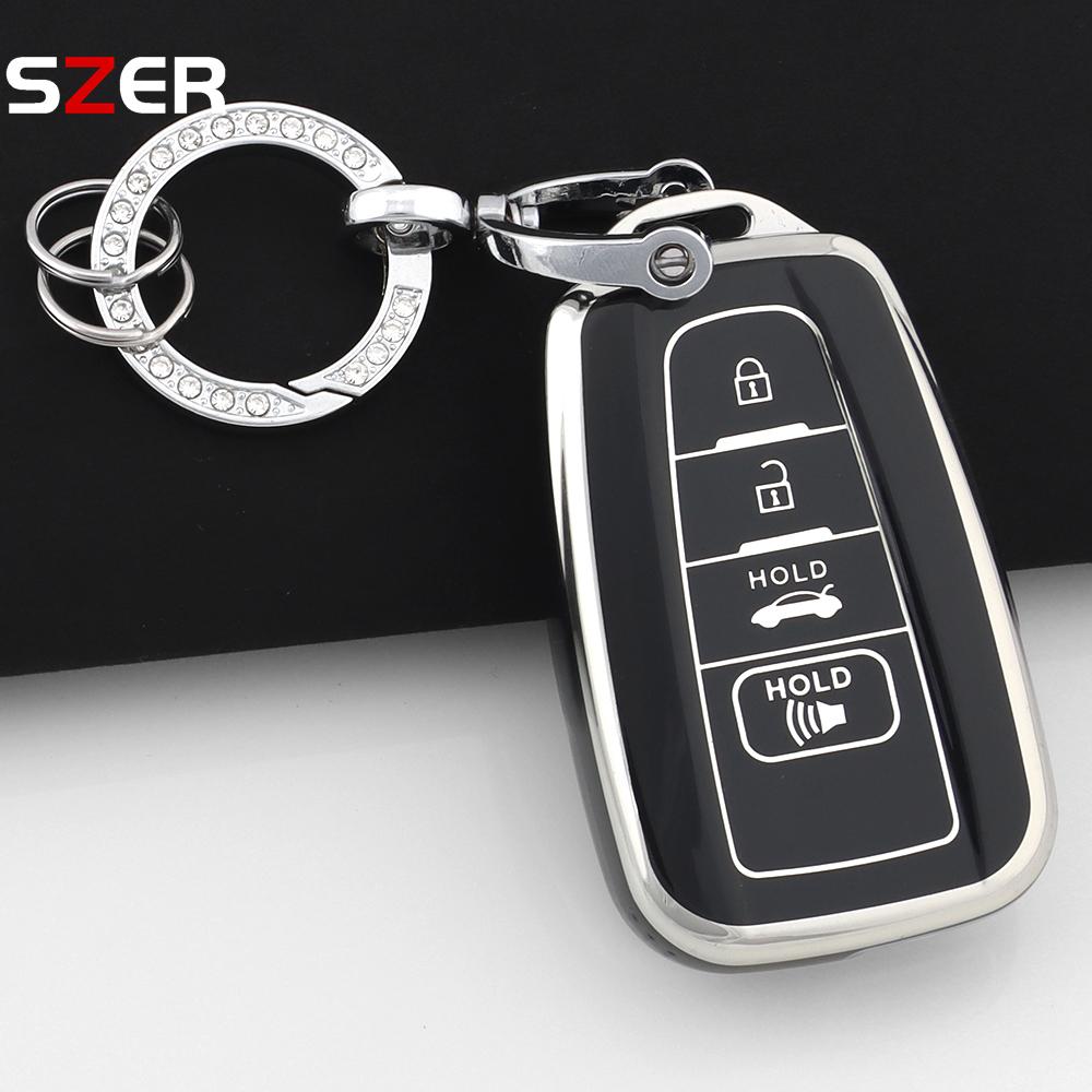 Чехол-брелок на 4 кнопки из ТПУ для автомобильного ключа Toyota Chr Camry Corolla Rav4 Highlander C-Hr Prius Land Cruiser Prado Брелок