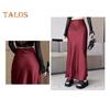Women Fishtail Skirt High Waist Fishtail Hem Maxi Skirt Solid Color Retro Satin Texture Hip Wrapped Skirt