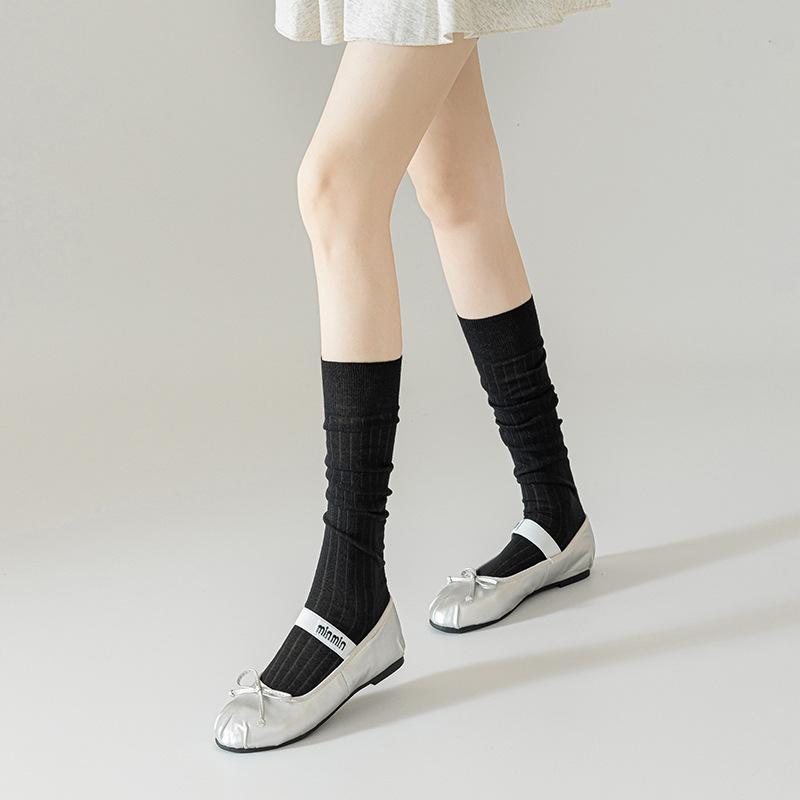 Autumn and winter light colors jk Versatile half-socks, thin spring-summer calf socks, stylish ballet mid-length stacked socks