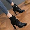 Women's Ankle Boots Sexy Studded Very High Heels Booties Heeled Hot Winter 2024 On Promotion Designer Luxury Female Short Shoes