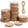30Pcs Natural Wood Slice Round Rustic Wood Pieces Craft Wood Circle Kit Party Unfinished Wooden Slices Decoration for DIY