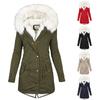 Winter Coats Women Warm Fleece Lined Faux Fur Hooded Zip Up Down Jackets Oversized Parka Outwear