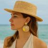 Vacation Style Lafite Grass Hat Earrings Flower Straw Hat Earring Bohemian Drop Earrings Women