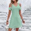 Женские летние модные повседневные платья с v-образным вырезом и короткими рукавами без бретелек