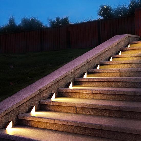 Solar Step Light Super Bright Auto On/Off Rechargeable Easy Installation Warm Ambiance Outdoor IP68 Waterproof Solar-powered Deck Light