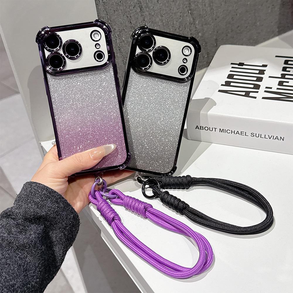 Luxury Plating Phone Case For Xiaomi 15T 15 14 13 Poco M7 F7 F4 F5 X7 X6 X5 Pro Ultra 4G 5G Anti Fall Airbag With lanyard