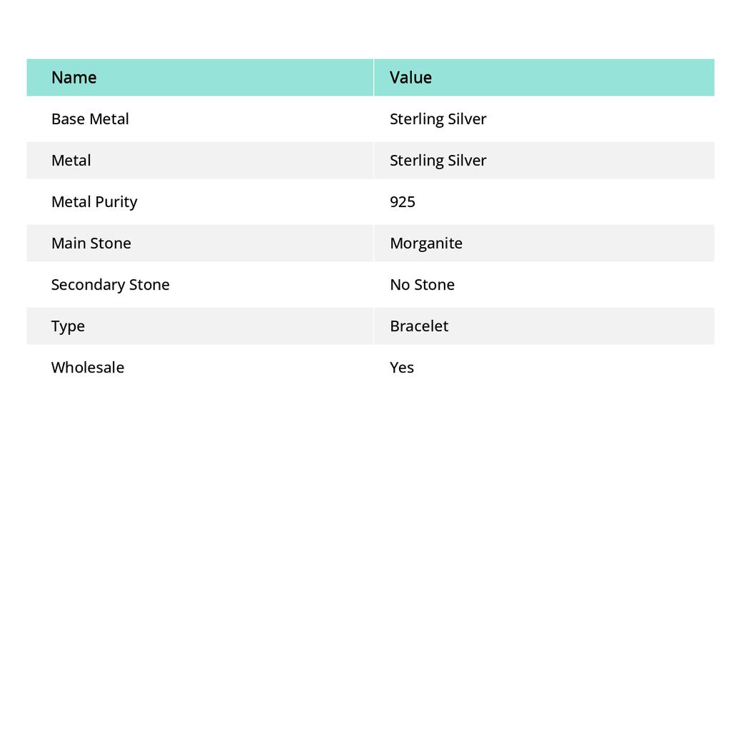 Morganite Gemstone Handmade 925 Sterling Silver Bracelet 7-8" Z3u39