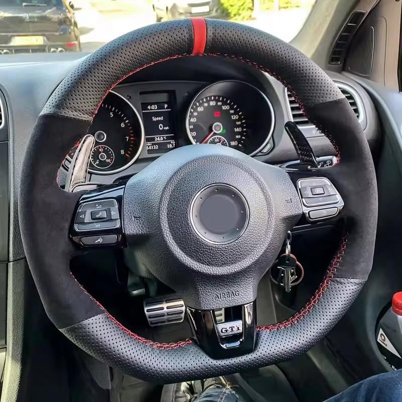 Чехол на руль автомобиля своими руками Черная замша Для Volkswagen Golf 6 GTI MK6 VW Polo GTI Scirocco R Passat CC R-Line 2010