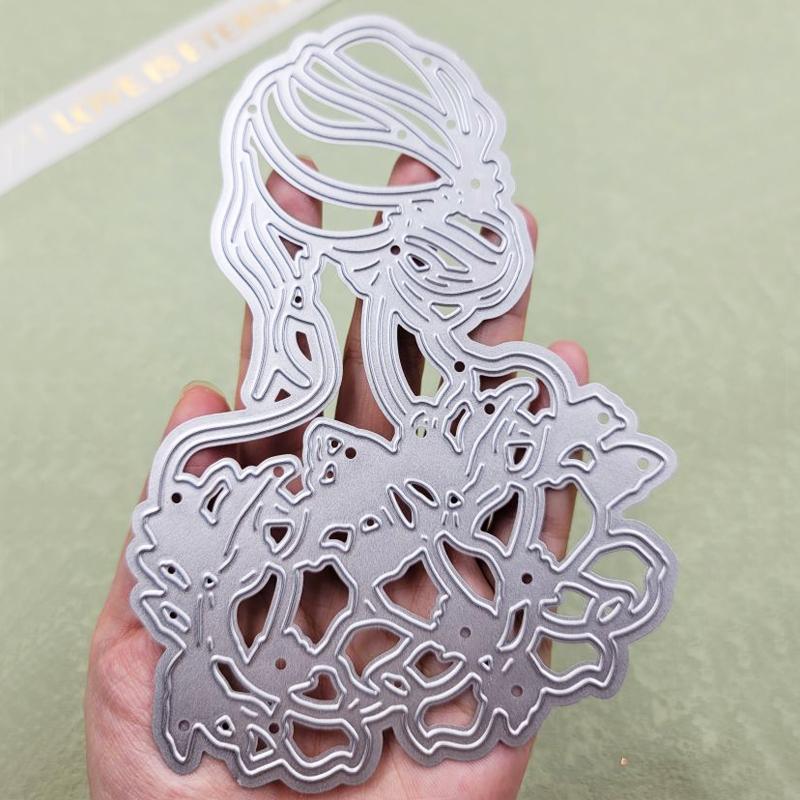 Большая девочка назад дизайн Стиль резки металла трафарет для DIY Скрапбукинг альбом фото тиснение бумажная карта ремесло декор