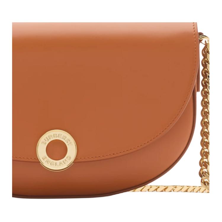 Burberry Tan Leather Saddle Crossbody Bag With Gold Hardware For Daily Use