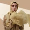 150G Autumn and Winter Thick Style Soft Bamboo Cotton Musulman Headband Short Tassel Scarves Bamboo Woven Hijab Solid Shawl