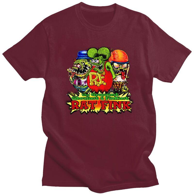 Мужская футболка на заказ с рисунком Rat Fink из аниме и мультфильмов Футболка Футболка Футболки Свободный крой Одежда