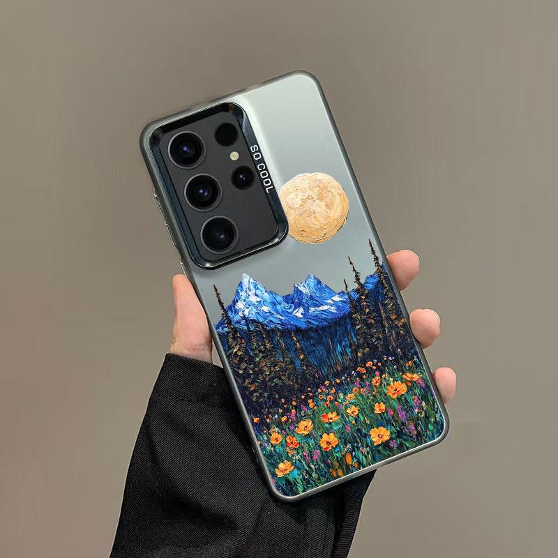 Для Samsung S25 S22 Ultra Plus S21 FE S24 S23 Ultra Plus FE Чехол для телефона INS Цветочный принт Маргаритка Лазерные задние крышки