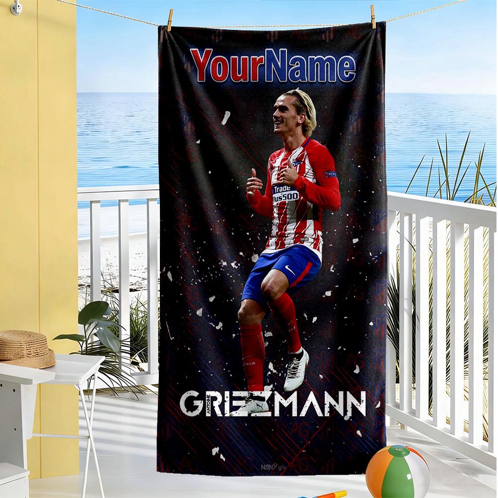 Atletico Madrid Customize Your Name Beach Towel Soft Durable Quick-Dry Suitable for Swimming Gym Camping Yoga Vacation