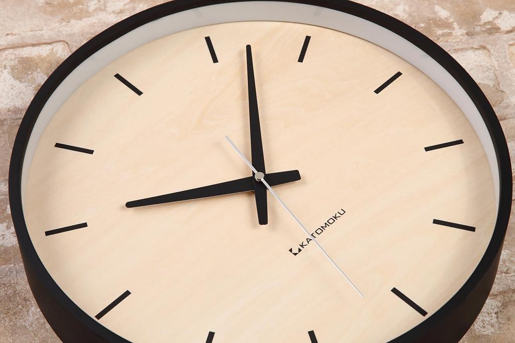 KATOMOKU plywood wall with continuous second clock, black, hand, km-50BK, 304mm (SKP radio-controlled clock)