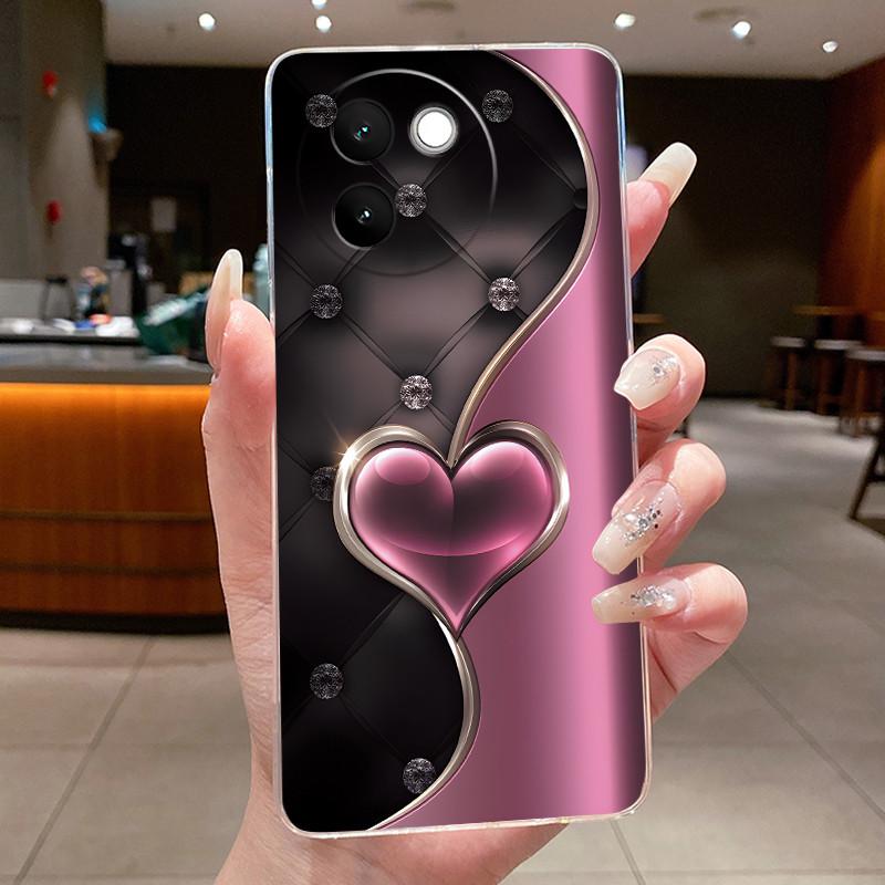 Чехол для Vivo V30e Fundas V2339 Capa Цветок Бабочка Защитный Тонкий Корпус Coque Прозрачный Мягкий Силикон ТПУ Чехол для Телефона