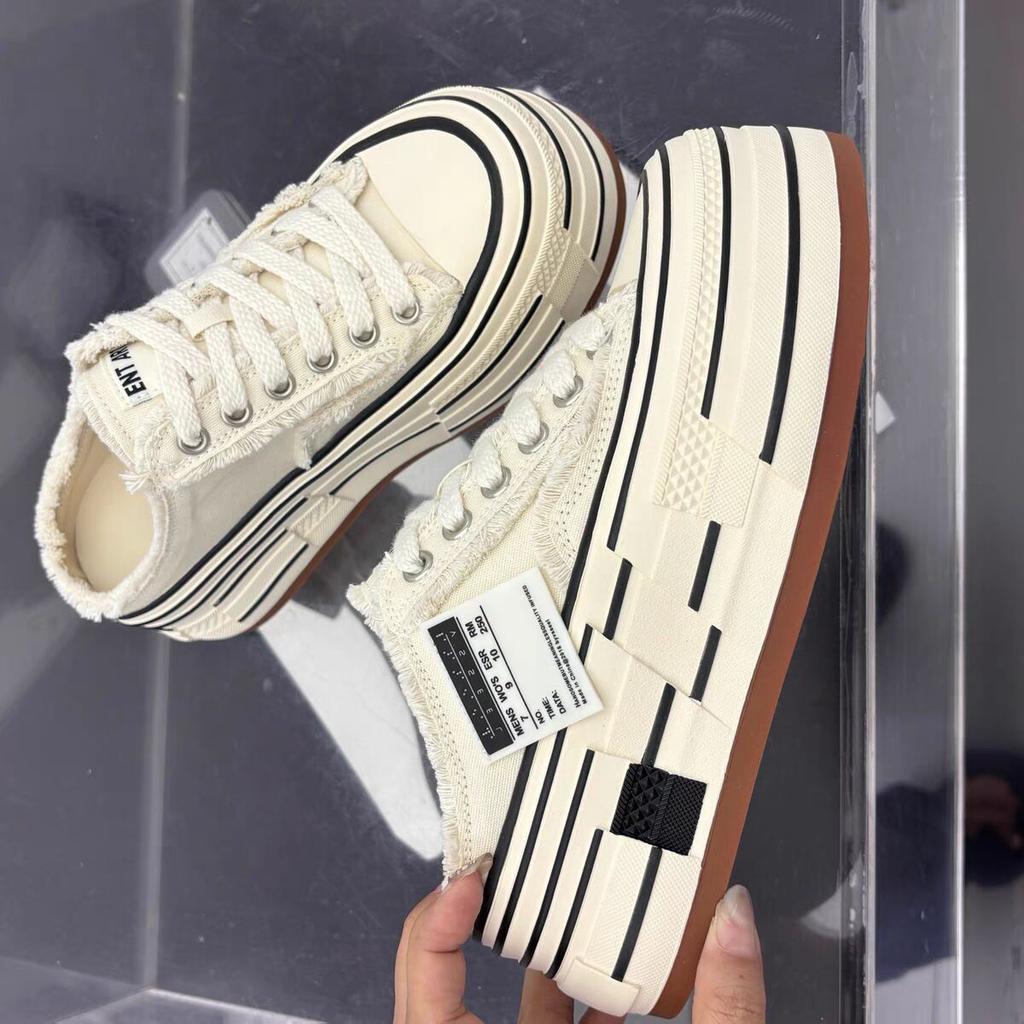 Internet Celebrity Platform Canvas Burr Bag Head Half Slippers Women's Summer 2025 New Versatile Summer Casual Thin Beggar Shoes