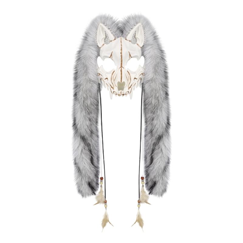 Искусственный мех Викинги Лисы Маска Оборотни Костюм Аксессуар для Косплея Пушистая Маска Животного для Хэллоуина Карнавала Тематической Вечеринки