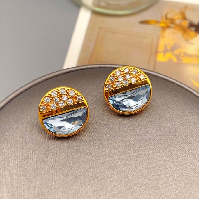 Elegant French Retro Zircon Hoop Earrings for Women