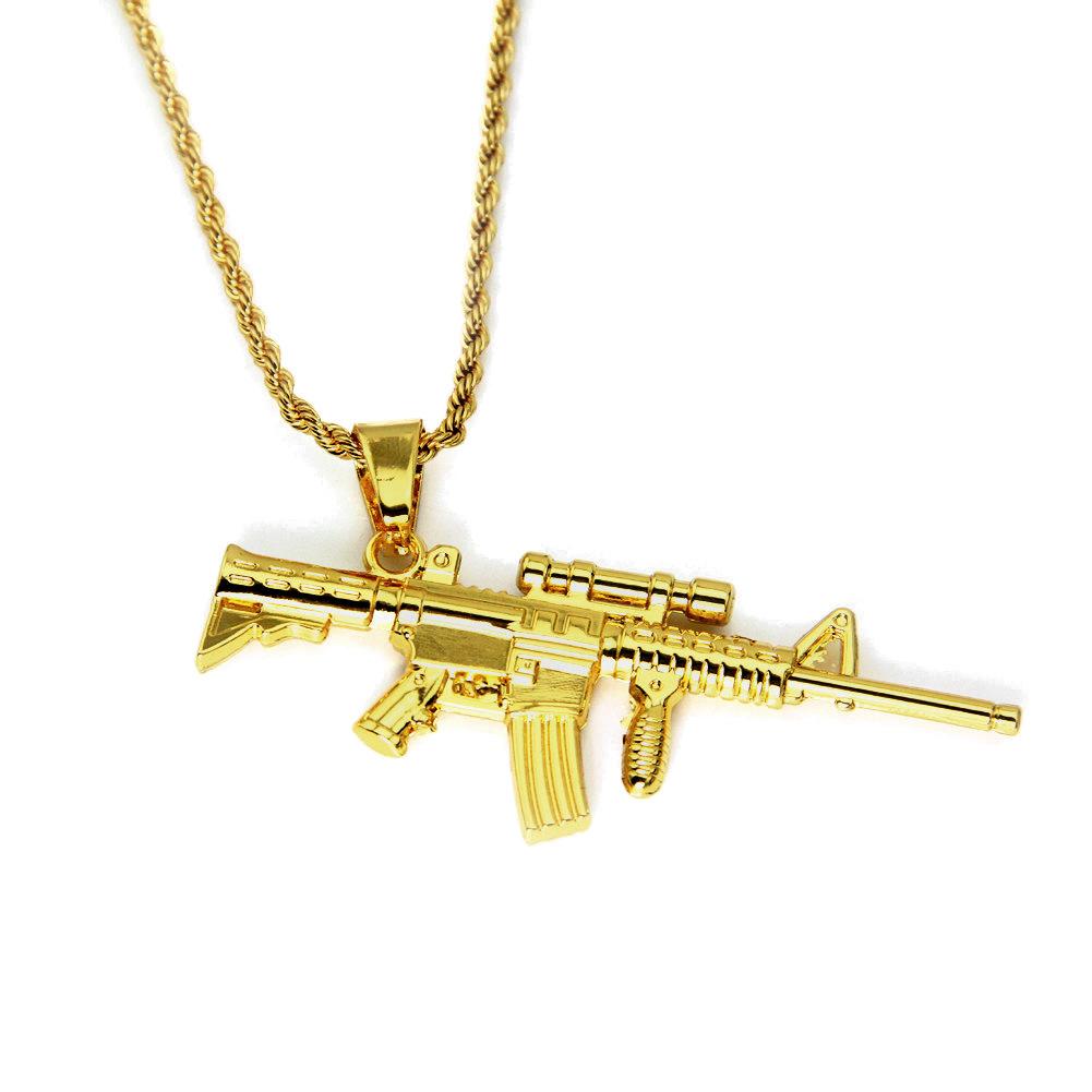 Ожерелье-пулемет в стиле хип-хоп, ожерелье-пулемет, европейская и американская мода, короткое ожерелье