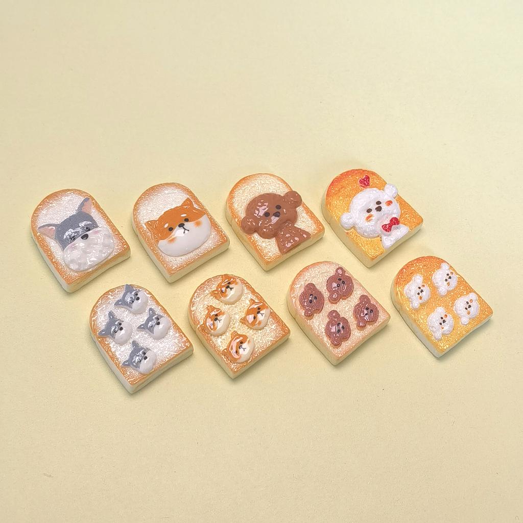 Mini Cartoon Resin Animal Toast Flatback Cabochon Scrapbooking for Phone Decoration DIY Jewelry Craft Dollhouse Accessories