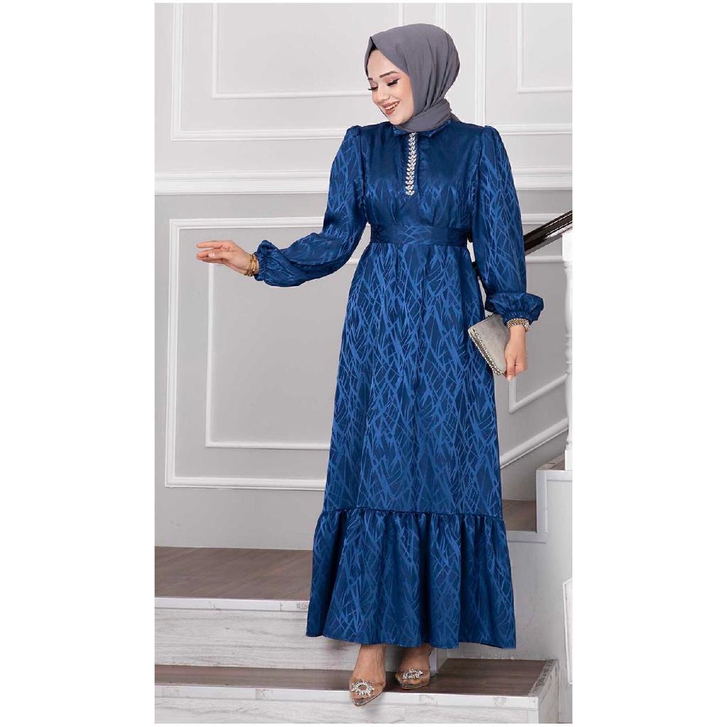Stoney Jacquard Hijab Evening Dress