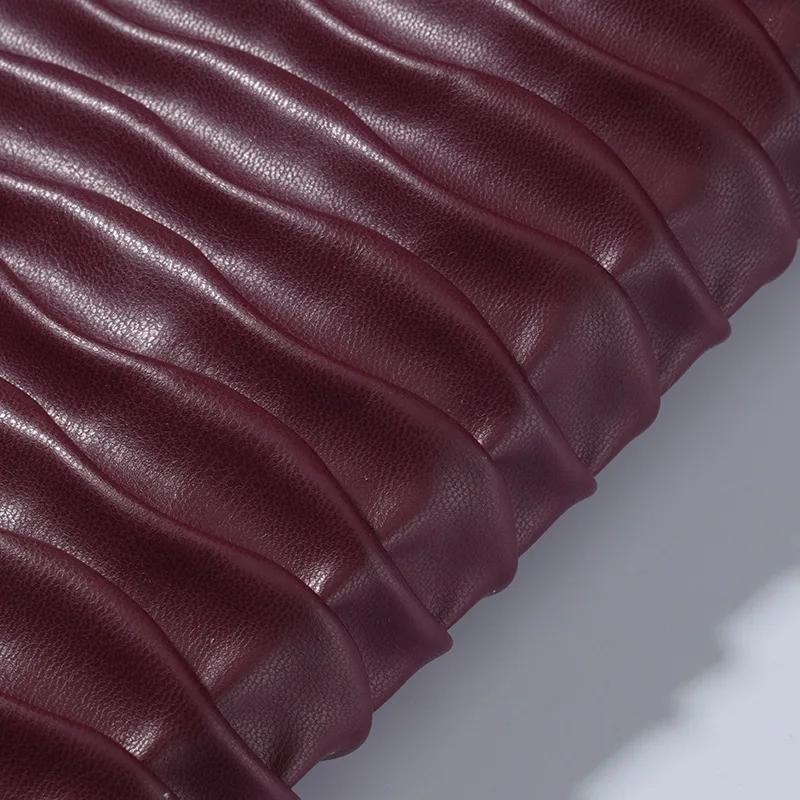 100x137cm PU Embossed Artificial Leather Fabric Wrinkled Composite Leather Fabric Waterproof Elastic Material for DIY Bag Shoes