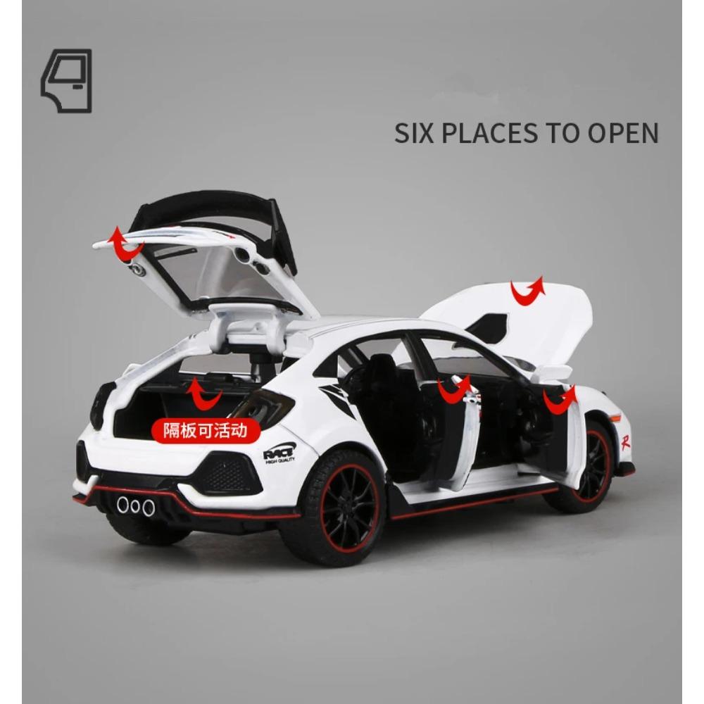 1/32 HONDA CIVIC TYPE-R Alloy Car Model Diecasts & Toy Vehicles Metal Sports Car Model Sound and Light Collection Childrens Gift