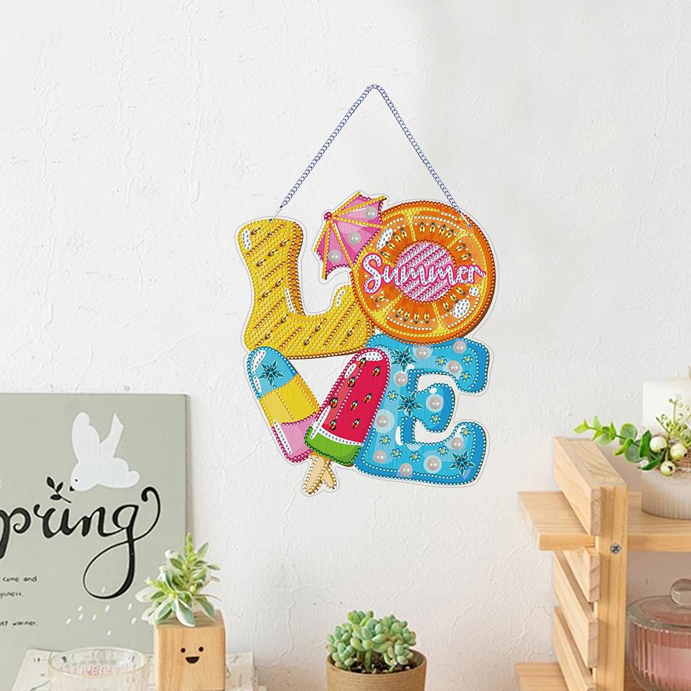 Summer Vibe 2D/Flat DIY Special Shape Rhinestone Diamond Art Window Pendants Diamond Art Pendant Wall Decor for Home & Windows