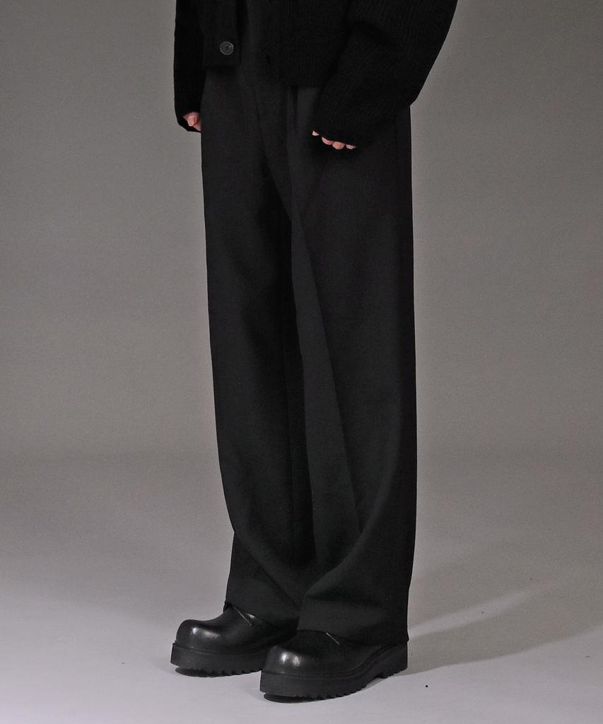 JHONNY WEST Authentic Double-Pleat Wide Slacks (Black)