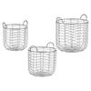 Baskets - Set of 3 - Silver-plated Metal - Various Dimensions - Practical and Decorative