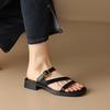 Retro one-word belt comfortable flat-bottomed slippers women's wear soft-soled thin belt brown low-heeled open-toed sandals