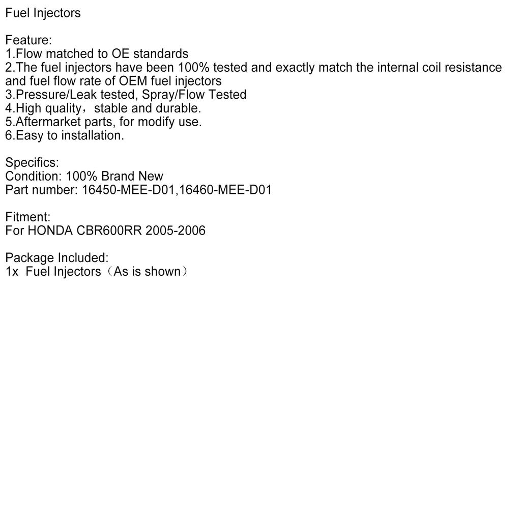 16460-MEE-D01 Топливные форсунки 16450-MEE-D01 Для Honda CBR600RR 2005-2006
