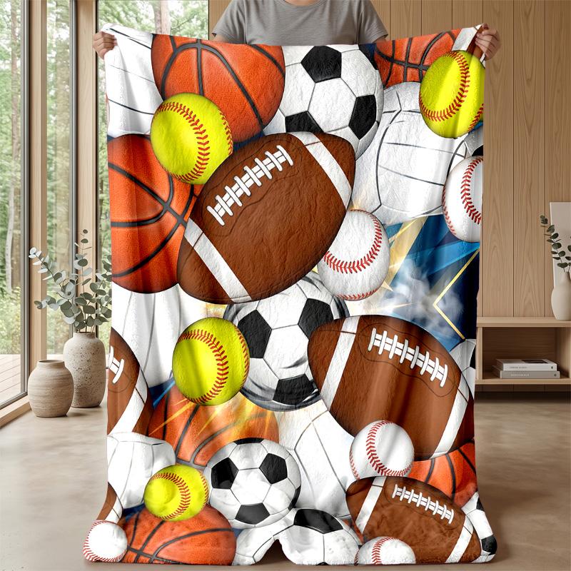 Sports Ball Collection 11 Theme blanket Lightweight Warm Flannel Blanket Decorative Throw Blanket for Home Decoration