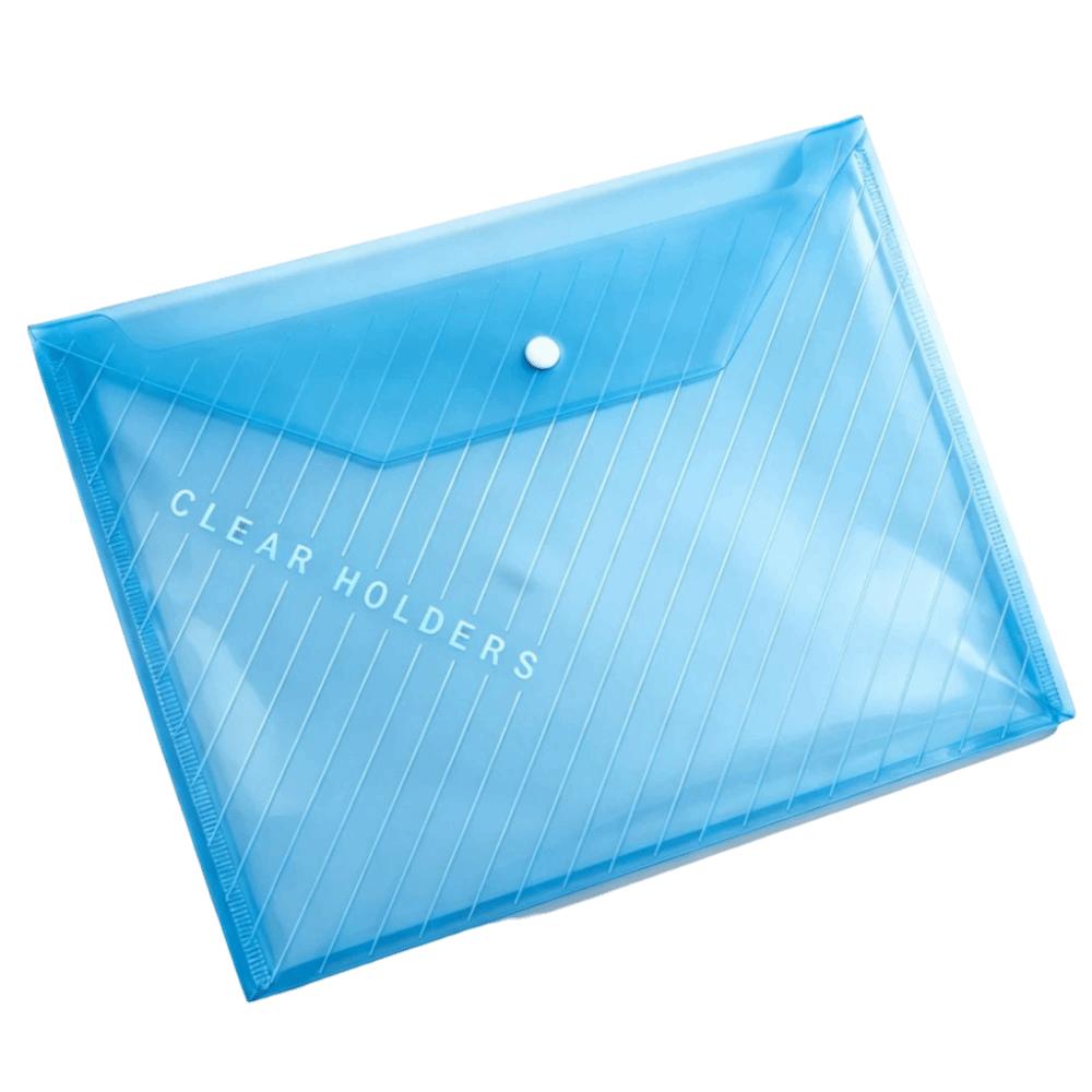 20 pcs Clear Plastic Snap Button File Folders Multi Color Exam Paper Storage Bag Student