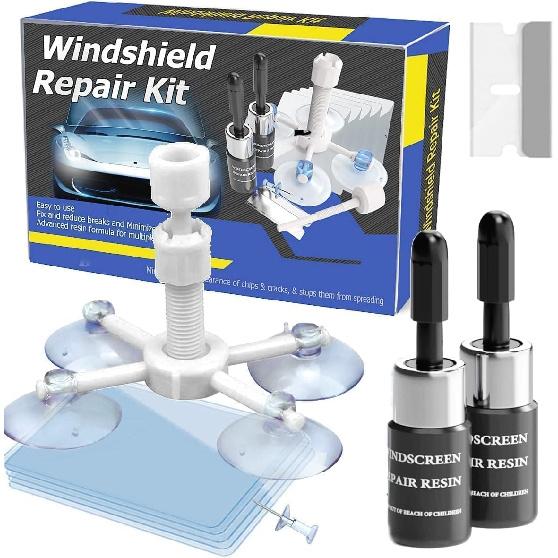 Windshield Repair Kit, Windshield Crack Repair Kit for All Crack Types, Windshield Chip Repair Kit, Quick Fix Car Glass Repair Kit for Chips &