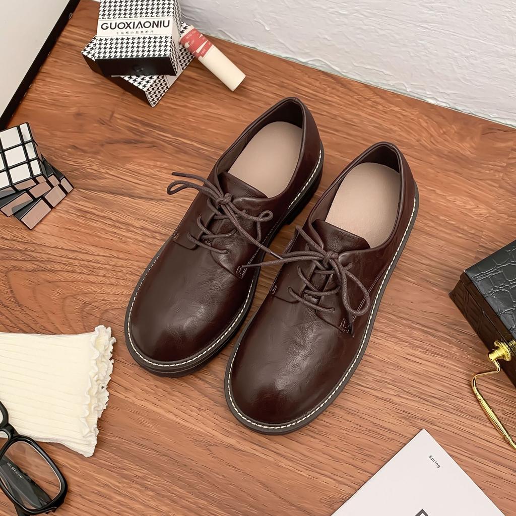 Grape Mother Winter New Small Man Height Increase Platform Small Leather Shoes Women Wear High-end British Style Loafers Women