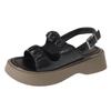 New Pleated Word with Platform Sandals Women, Big Head Buckle Beach Sandals Women's Sandals