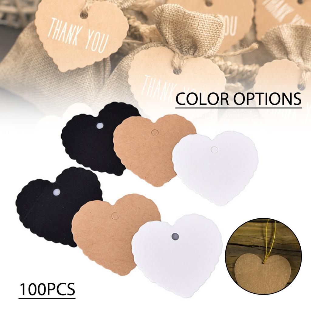 100pcs Kraft Paper Heart Shaped Small Label DIY Jewelry Blank Hanging Tag Card