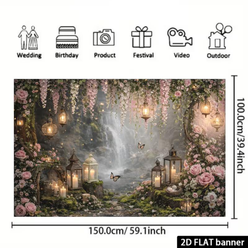 2D Магический Сказочный Лес Фотофон со Свечами и Бабочками