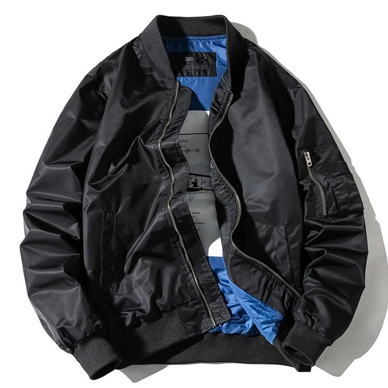 Mens Oversized MA-1 Pilot Jacket Winter Thickened Casual Bomber Coat Olive Black