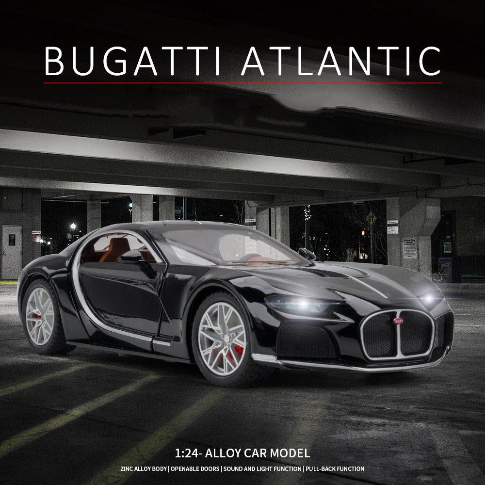1/24 масштаб Bugatti Atlantic Supercar, литая под давлением модель автомобиля, игрушечный автомобиль с откатным механизмом со звуком и светом для детей, коллекция подарков для мальчиков и девочек