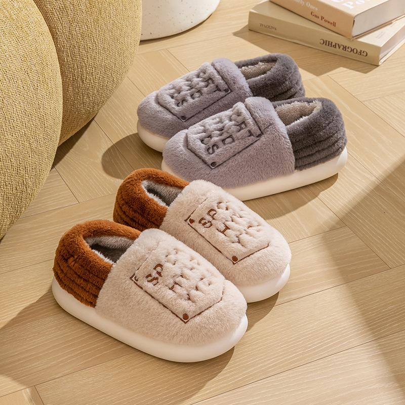 Хлопковые тапочки женские домашние туфли для послеродового периода весна, осень и зима нескользящие на толстой подошве для дома в помещении тепло пара мужские