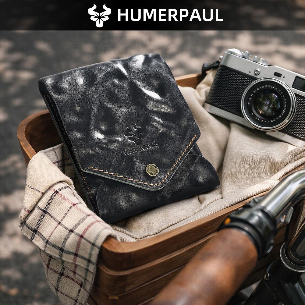Humerpaul Первый слой коровьей кожи кошелек кардхолдер компактный изысканный однотонный повседневный маленькая сумка портативная
